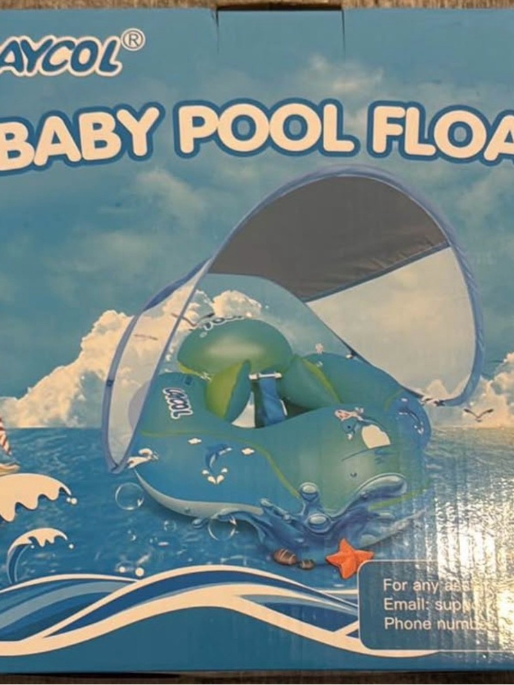 AYCOL Baby Pool Float with Canopy - Blue & Green